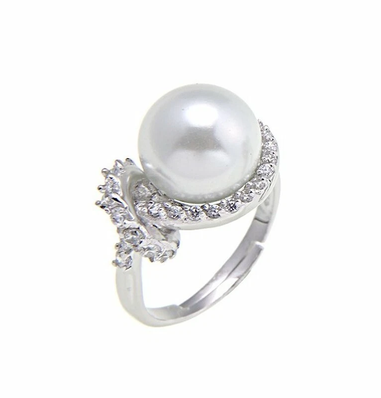 ANELLO PERLA A NODO DI ZIRCONI ARGENTO 925 REGOLABILE ANALLERGICO GIOIELLI ARVI - Immagine 1 di 1