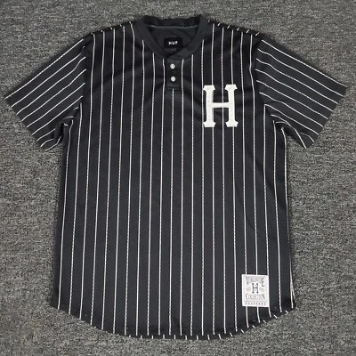 Jersey HUF Para Hombres Mediano Negro Malla Henley Skateboarding Pullover Ligero Foto 1 de 4