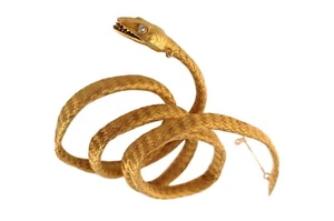 Antiguo brazalete de serpiente tejido en espiral de oro 22k victoriano francés renacimiento etrusco - Imagen 1 de 5