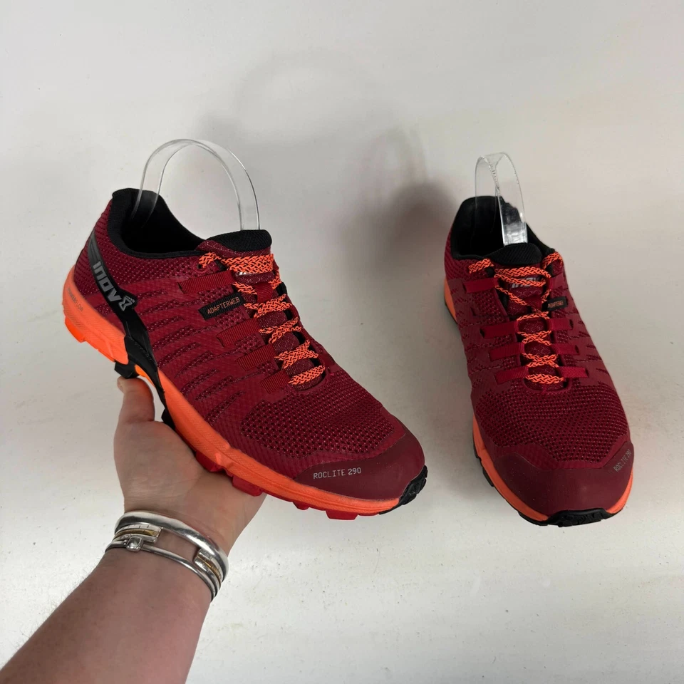 Zapatillas deportivas Inov-8 RocLite 290 para mujer 9 rojas de malla con cordones Foto 1 de 4