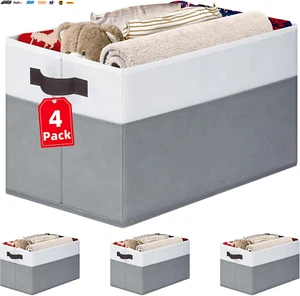 4 Pack Large Storage Baskets for Shelves | Fabric Closet Organizers and Storage - Picture 1 of 7