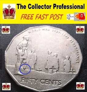 👑 2005 AUSTRALIAN 50 CENT COIN WORLD WAR 1939-1945 - ROBE CUD ERROR IN GOOD CON - Picture 1 of 4
