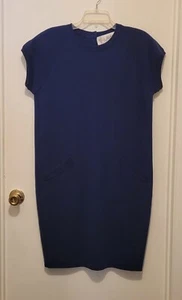 Vestido BILL BLASS Tejido Vintage Sweeter Cambio Talla M Azul Marino Manga Gorra Bolsillos Algodón - Imagen 1 de 12