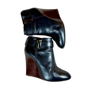Tory Burch schwarze Leder-Stiefeletten mit Keilabsatz - Bild 1 von 15