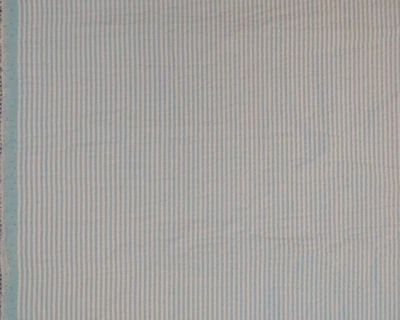 Sky Blue Seersucker Stripe White All Cotton Fabric SCANT 7/8 YARD x  56 W I D E - Image 1 of 2