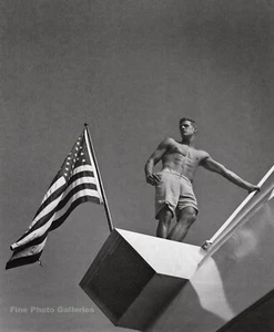 2001 Vintage BRUCE WEBER Handsome Semi Nude Male w American Flag Photo Art 12X16 - Picture 1 of 1