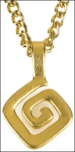 Präkolumbianischer 24K vergoldeter Spiralanhänger mit 18" vergoldeter Kette hergestellt in den USA - Bild 1 von 1