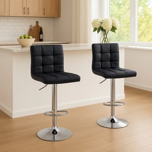 Faux Leather Barstool Chrome Base Stool Counter Height Stool Breakfast Bar Chair - Picture 1 of 172