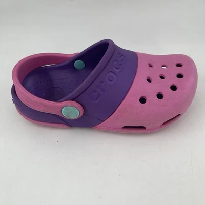 Crocs Toddler Girls Electro II -SZ 10 Child - Pink Purple Comfort Clog Mule Shoe - Image 1 of 4