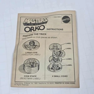 Orko's Coin Trick Manuale Istruzioni Mattel MOTU Masters of the Universe 1983 - Foto 1 di 7