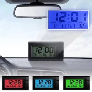 Mini LCD Screen Digital Clock 2in1 Interior Car Auto Desk Dashboard R3Z2 - Bild 1 von 15
