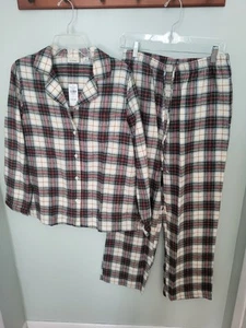 Pijama de franela a cuadros escocés L.L.Bean para mujer talla pequeña algodón conjunto de 2 piezas nuevo - Imagen 1 de 12