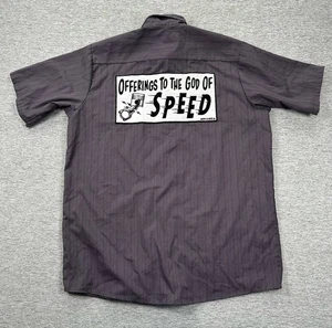 Lucky 13 Shirt Mens Large Gray Offerings God of Speed Mechanic Work Red Kap - Picture 1 of 8
