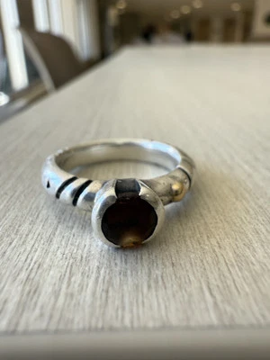 Conjunto de anéis de prata esterlina 0,925 ouro amarelo 18k John Atencio tamanho 7 - 11,1 g - Imagem 1 de 3