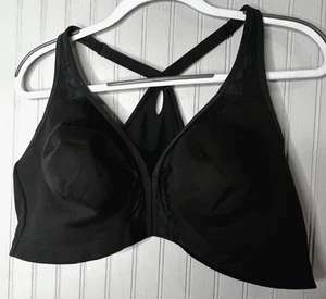 Cacique Bra Womens 48C Black Unlined Full Coverage No Wire Comfort Razerback - Picture 1 of 8