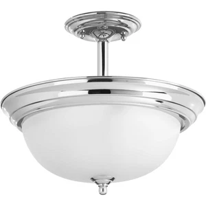 Progress Lighting P3927-ET Dome 13"W 2 Light Semi-Flush Ceiling - Chrome - Picture 1 of 8