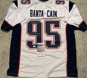 Tully banta-Cain New England Patriots Autographed Inscrib Custom Jersey-JSA - Imagen 1 de 3