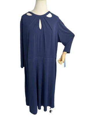 Maxi Vestido New London Times Mujer Talla Grande 22W Azul Ojo de Cerradura Elastizado Foto 1 de 4