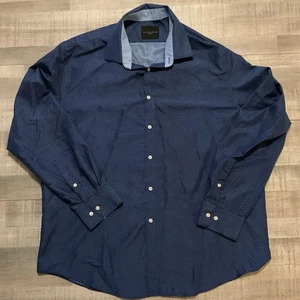 Calabrum London Herren XL Blau Polka Dot Prints Langarm Button-Down Hemd - Bild 1 von 6