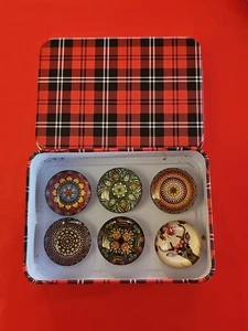 6 Pcs. Handmade Glass Magnet Decorative  For Ref Memo Board Metal Red Gift Box - Picture 1 of 5