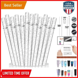 Paquete de 12 pajitas de plástico reutilizables brillantes para vasos Yeti Rtic de 20 oz 30 oz - Imagen 1 de 11