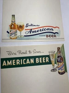2 Diff American Beer Menu Sheet Baltimore Maryland 1940’s Mint Mint Sign Go With - Bild 1 von 8