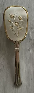Vintage gold & silberfarbene Haarbürste Nylonborste mit abnehmbarer Platte Blumen - Bild 1 von 9