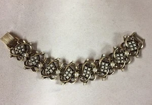 "Brazalete de perlas de imitación tono dorado renacimiento victoriano de colección 7""" - Imagen 1 de 6