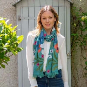 Bufanda floral cuadrada de tierra - Imagen 1 de 4