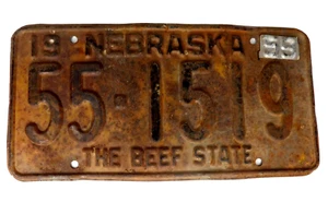 Placa de matrícula de pasajero etiqueta de registro de metal 1959 59 Nebraska 55-1519 - Imagen 1 de 5