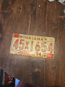 1974 INDIANA license plate # 45X1654 - Picture 1 of 8