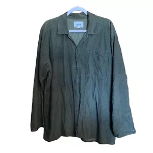 FLAX Jeanne Engelhart Small Green Print Cotton Gauze Lagenlook Botton Up Shirt - Picture 1 of 6