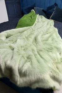Mint Green w/ Emerald Polar Fleece Lining - High Quality Super Deluxe Throw - Picture 1 of 3