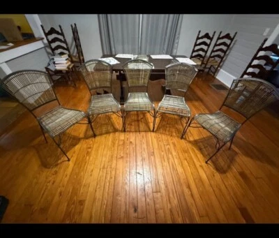 Juego de 5 sillas vintage Mid-Century MCM de hierro forjado y bambú con detalles años 70 Foto 1 de 4