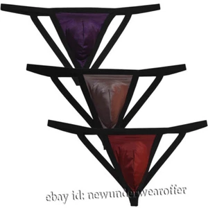 Men's Stretchy Shiny Jockstrap Underwear Male Bulge Pouch Adjustable Satin Thong - Picture 1 of 24