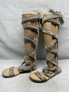 Rag & Bone Women's 36 / 6 Tan Suede Chris Cross Uppers Open Toe Hippie Sandals - Picture 1 of 6