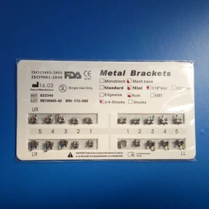 200 X Dental Orthodontic Metal Brackets Brace Mini roth Slot 018 345 Hooks tooth - Picture 1 of 7