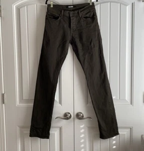 Baldwin Men's Jeans Henley Slim Straight Cotton Blend Dark Olive Green Size 29 - Picture 1 of 14
