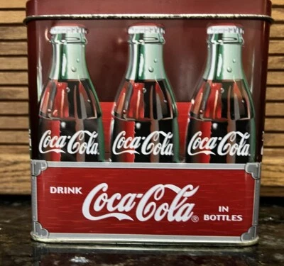 Coca-Cola Tin with Lid & Handle, Bottled Soda 6 for .25 Year 2000 Advertising - Image 1 of 4