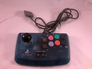 PS1 HORI COMPACT JOY STICK Clear Fighting Controller Clear Blue - Picture 1 of 6