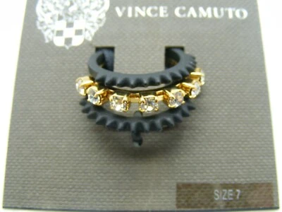 Juego de anillos apilables Vince Camuto Tour of Duty negro mate/diamantes de imitación talla 7 *TAL CUAL* Foto 1 de 2