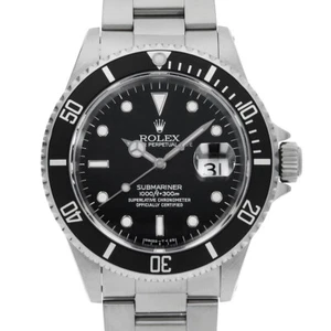 ROLEX SUBMARINER Date 16610 Black Frozen Dial W Number second hand herren - Bild 1 von 9