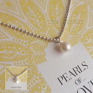 Collar de cadena bola de 18" perla de patata esfera dogeared y plata esterlina 925 en caja - Imagen 1 de 4