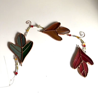 Guirnalda vintage de hojas de metal para ventana SunCatcher vitral hoja roja CIN Foto 1 de 4