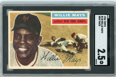 1956 Topps #130 Willie Mays New York Giants HOF Gray Back SGC 2.5 - Image 1 of 2