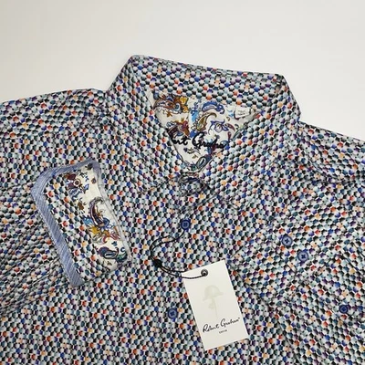 NEW Robert Graham Sport Shirt Mens XXL Stretch Geometric Multicolor Flamenco - Image 1 of 4
