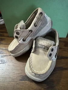 Sperry Toddler Boys Size 5M Top Sider Tan Brown Leather Boat Shoes - Picture 1 of 7