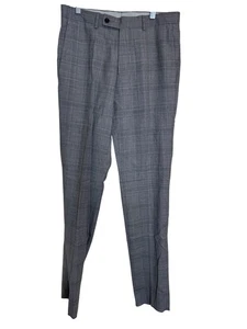 Ted Baker Pants Mens 31 Gray Plaid Wool Blend Jim CT Dress Trousers Made Italy - Picture 1 of 7