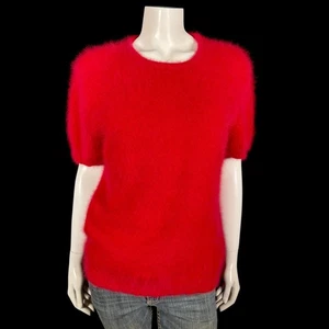 70% Angora Fuzzy Vintage LISA INTERNATIONAL roter Pullover Pulli 38 in Brustweite - Bild 1 von 10