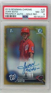 2016 Bowman Chrome Gold Refractor Juan Soto AUTO RC 5/50 PSA NM-MINT 8
